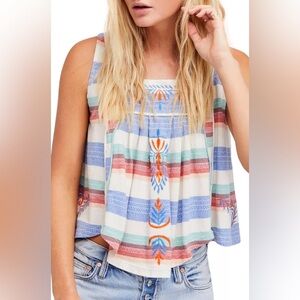 Free People Vintage Multi Color Striped Cotton Tank top